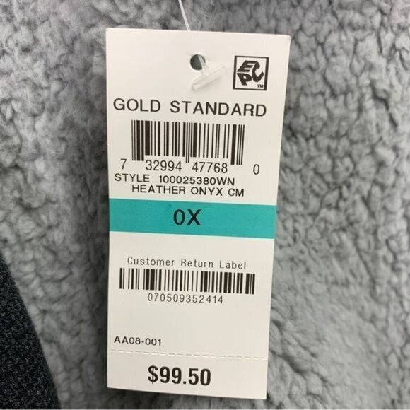 Charter Club Color Block Open Cardigan w/Faux Leather Trim- Heather/Onyx, Sz 0X - Picture 3 of 8